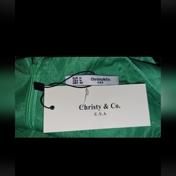 Christy & Co Emerald Green Maxi Dress Size Medium Off Shoulder Pockets NWT B21#7 - Picture 4 of 9